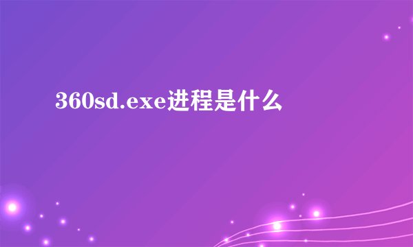 360sd.exe进程是什么