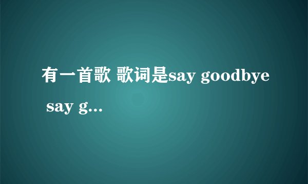 有一首歌 歌词是say goodbye say goodbye~yiai