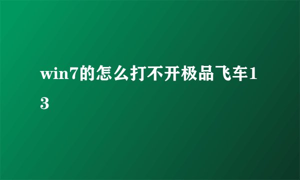 win7的怎么打不开极品飞车13