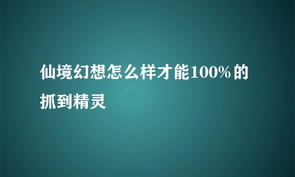 仙境幻想怎么样才能100%的抓到精灵