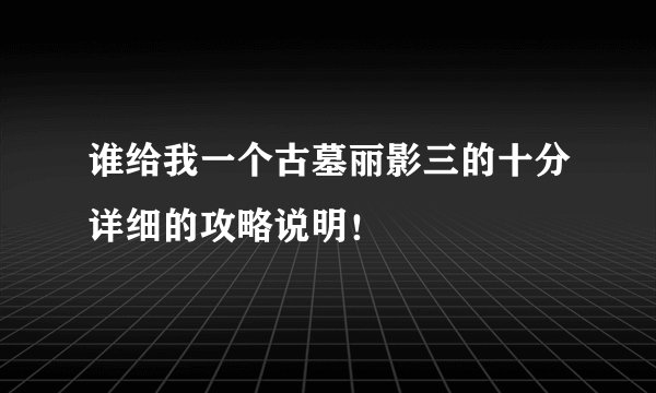 谁给我一个古墓丽影三的十分详细的攻略说明！