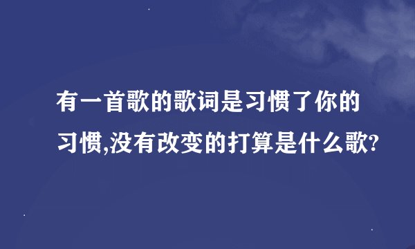 有一首歌的歌词是习惯了你的习惯,没有改变的打算是什么歌?