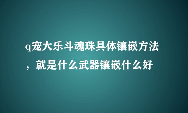 q宠大乐斗魂珠具体镶嵌方法，就是什么武器镶嵌什么好