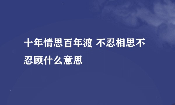 十年情思百年渡 不忍相思不忍顾什么意思