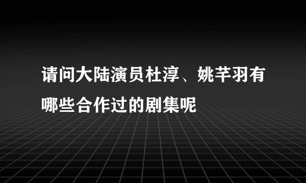 请问大陆演员杜淳、姚芊羽有哪些合作过的剧集呢