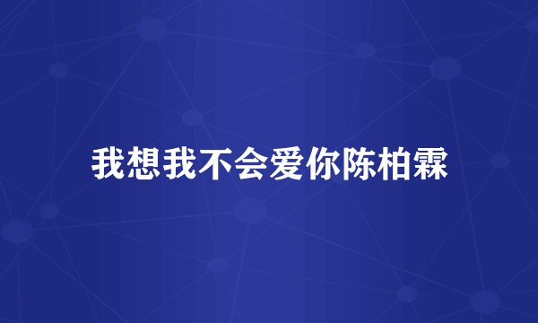 我想我不会爱你陈柏霖