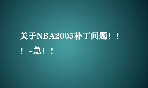 关于NBA2005补丁问题！！！~急！！