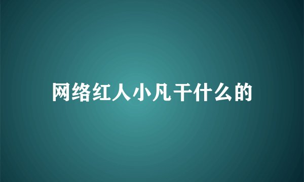 网络红人小凡干什么的