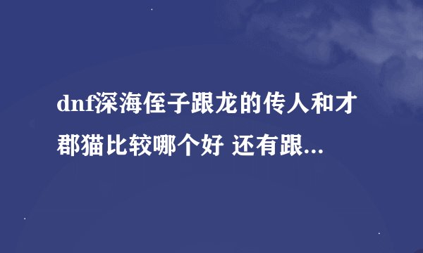 dnf深海侄子跟龙的传人和才郡猫比较哪个好 还有跟5.1白金版称号比较