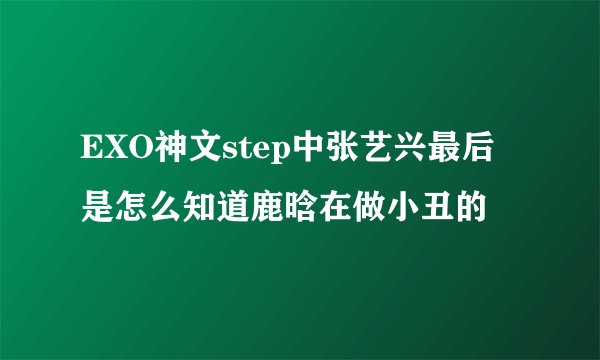 EXO神文step中张艺兴最后是怎么知道鹿晗在做小丑的