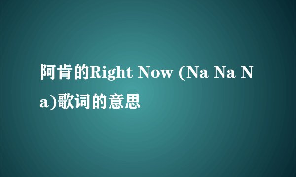 阿肯的Right Now (Na Na Na)歌词的意思