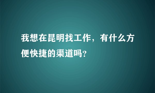 我想在昆明找工作，有什么方便快捷的渠道吗？