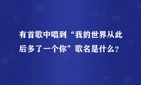有首歌中唱到“我的世界从此后多了一个你”歌名是什么？