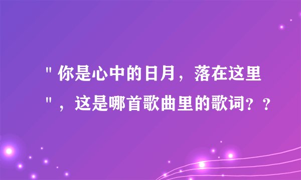 ＂你是心中的日月，落在这里＂，这是哪首歌曲里的歌词？？