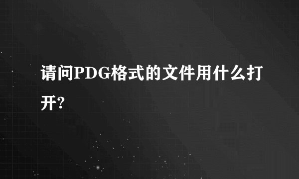 请问PDG格式的文件用什么打开?