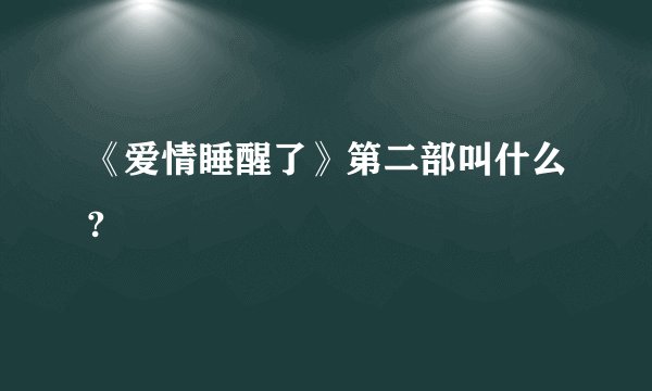 《爱情睡醒了》第二部叫什么?