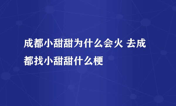 成都小甜甜为什么会火 去成都找小甜甜什么梗