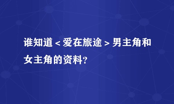 谁知道＜爱在旅途＞男主角和女主角的资料？
