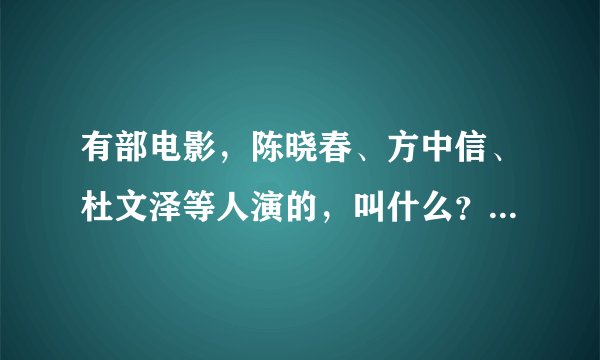 有部电影，陈晓春、方中信、杜文泽等人演的，叫什么？他们好像主要偷东西