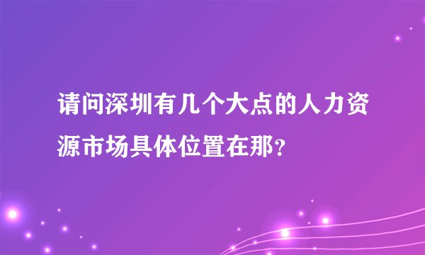 请问深圳有几个大点的人力资源市场具体位置在那？