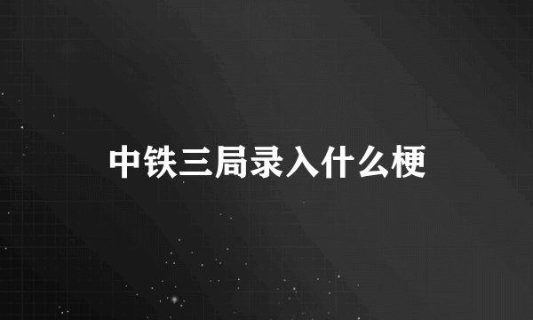 中铁三局录入什么梗