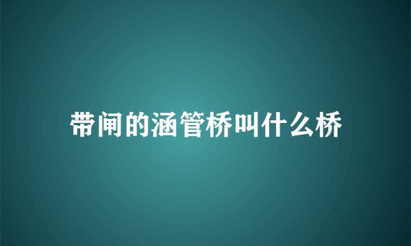 带闸的涵管桥叫什么桥