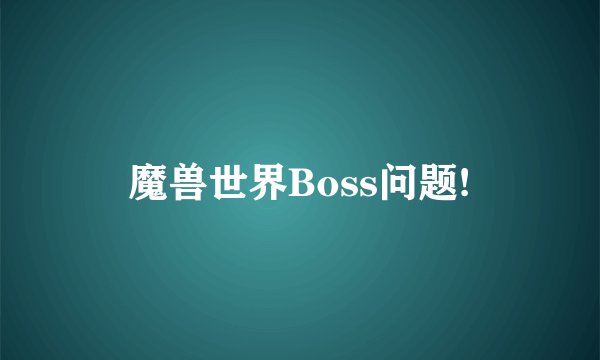 魔兽世界Boss问题!