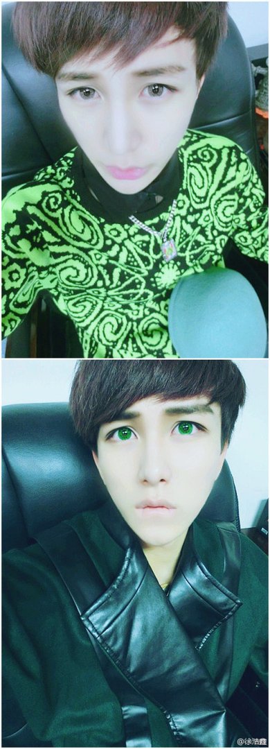 王婉茹和徐浩鑫照相的时候是什么色的美瞳