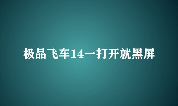 极品飞车14一打开就黑屏