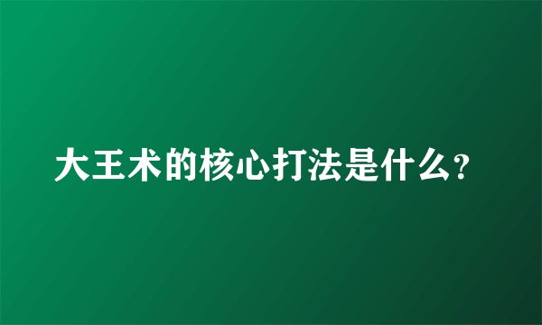 大王术的核心打法是什么？