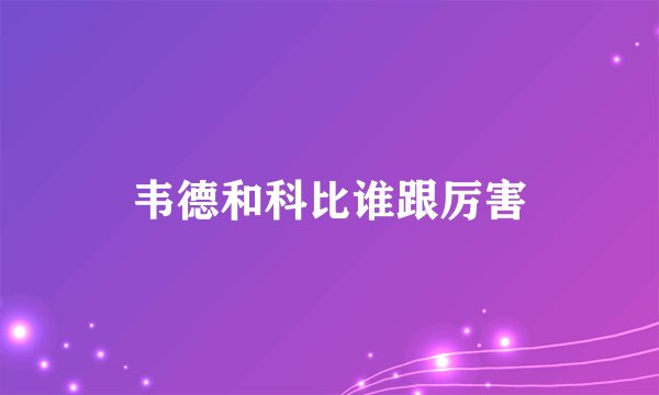 韦德和科比谁跟厉害