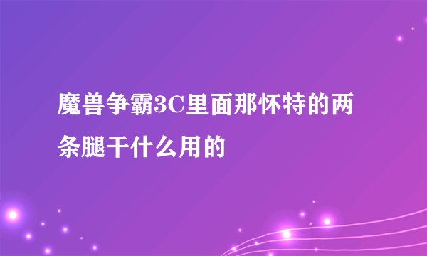 魔兽争霸3C里面那怀特的两条腿干什么用的