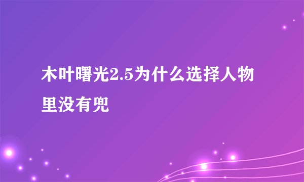 木叶曙光2.5为什么选择人物里没有兜