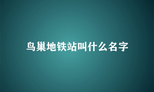 鸟巢地铁站叫什么名字