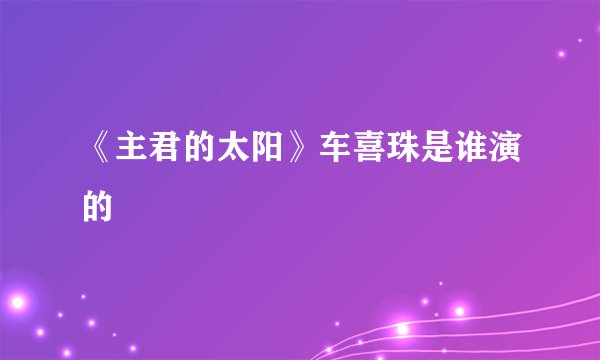 《主君的太阳》车喜珠是谁演的