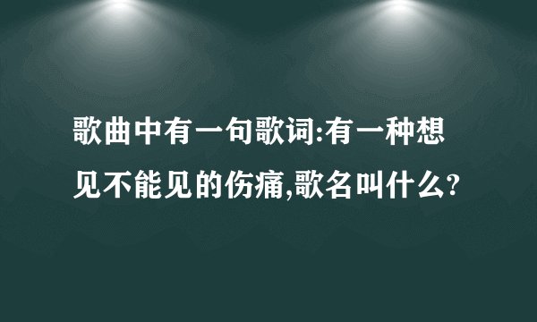 歌曲中有一句歌词:有一种想见不能见的伤痛,歌名叫什么?