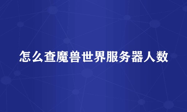 怎么查魔兽世界服务器人数