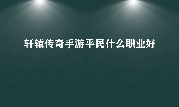 轩辕传奇手游平民什么职业好