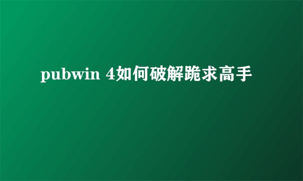 pubwin 4如何破解跪求高手