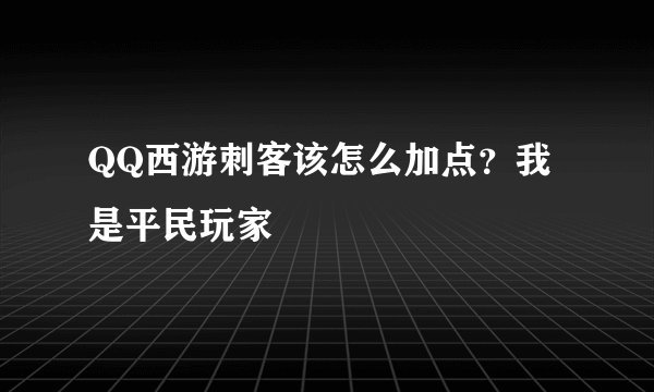 QQ西游刺客该怎么加点？我是平民玩家