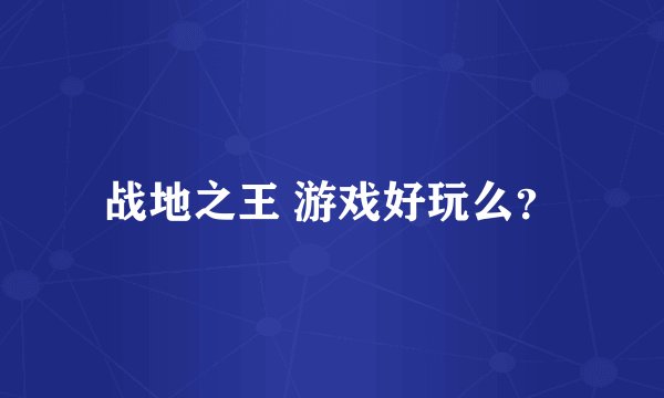战地之王 游戏好玩么？