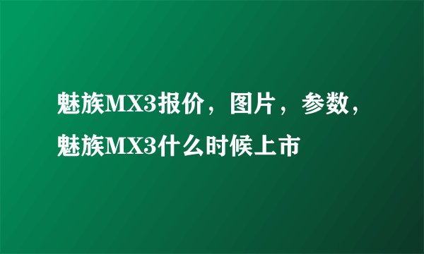 魅族MX3报价，图片，参数，魅族MX3什么时候上市