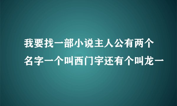 我要找一部小说主人公有两个名字一个叫西门宇还有个叫龙一