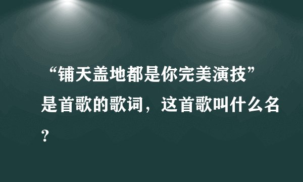 “铺天盖地都是你完美演技”是首歌的歌词，这首歌叫什么名？