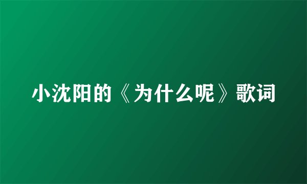 小沈阳的《为什么呢》歌词