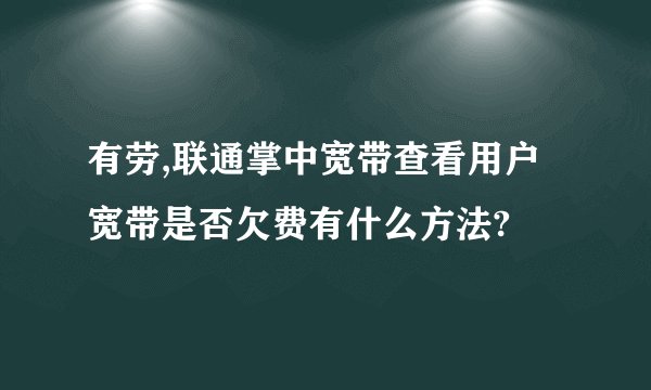 有劳,联通掌中宽带查看用户宽带是否欠费有什么方法?