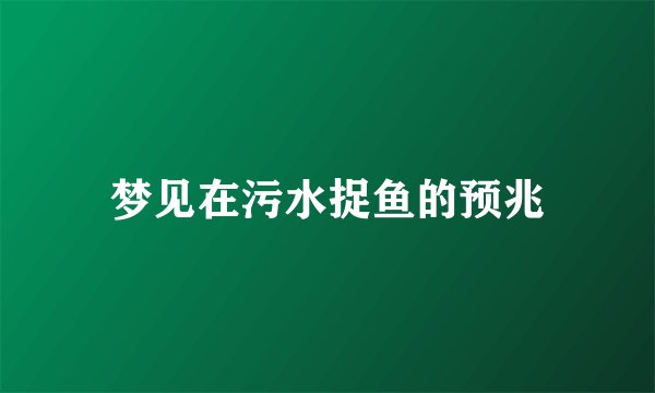 梦见在污水捉鱼的预兆