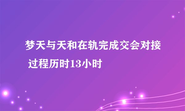 梦天与天和在轨完成交会对接 过程历时13小时