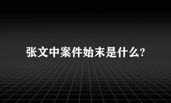 张文中案件始末是什么?