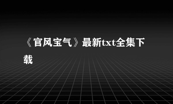 《官风宝气》最新txt全集下载